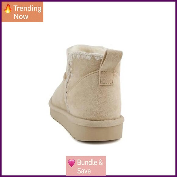 Sherpa-Lined Lug Sole Ankle Booties, Platform Flats, Women's Size 7 - Picture 4 of 6